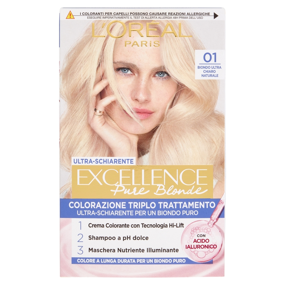 L'Oréal Paris Excellence Pure Blonde Colorazione Triplo Trattamento 01 Biondo Ultra Chiaro Naturale